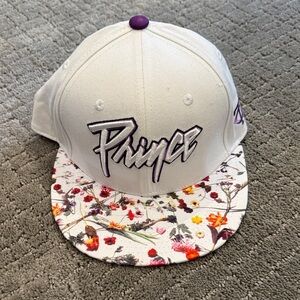 Prince MN Twins, White Floral Snapback Hat with Purple Logo